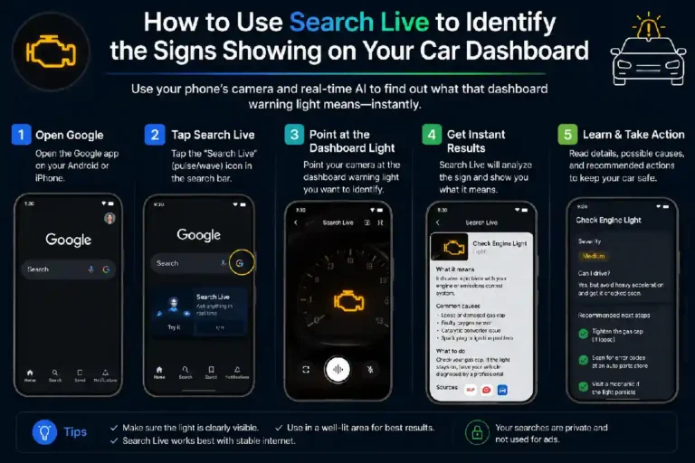 How Do I Use Search Live to Identify the Signs Showing on My Car Dashboard?