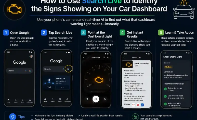 How Do I Use Search Live to Identify the Signs Showing on My Car Dashboard?