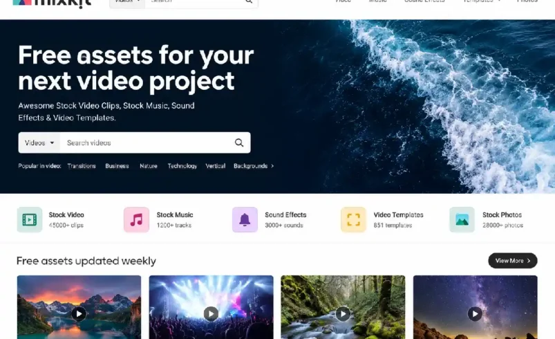 Mixkit: Free Stock Videos, Music, Sound Effects and Templates