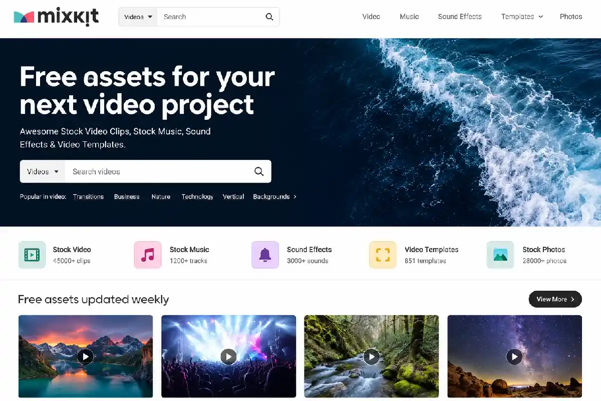 Mixkit: Free Stock Videos, Music, Sound Effects and Templates