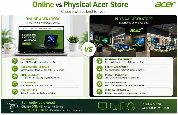 online vs physical acer store